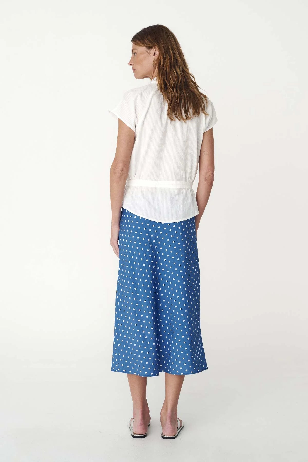 Frannie Silk Midi Skirt- Cornflower Blue