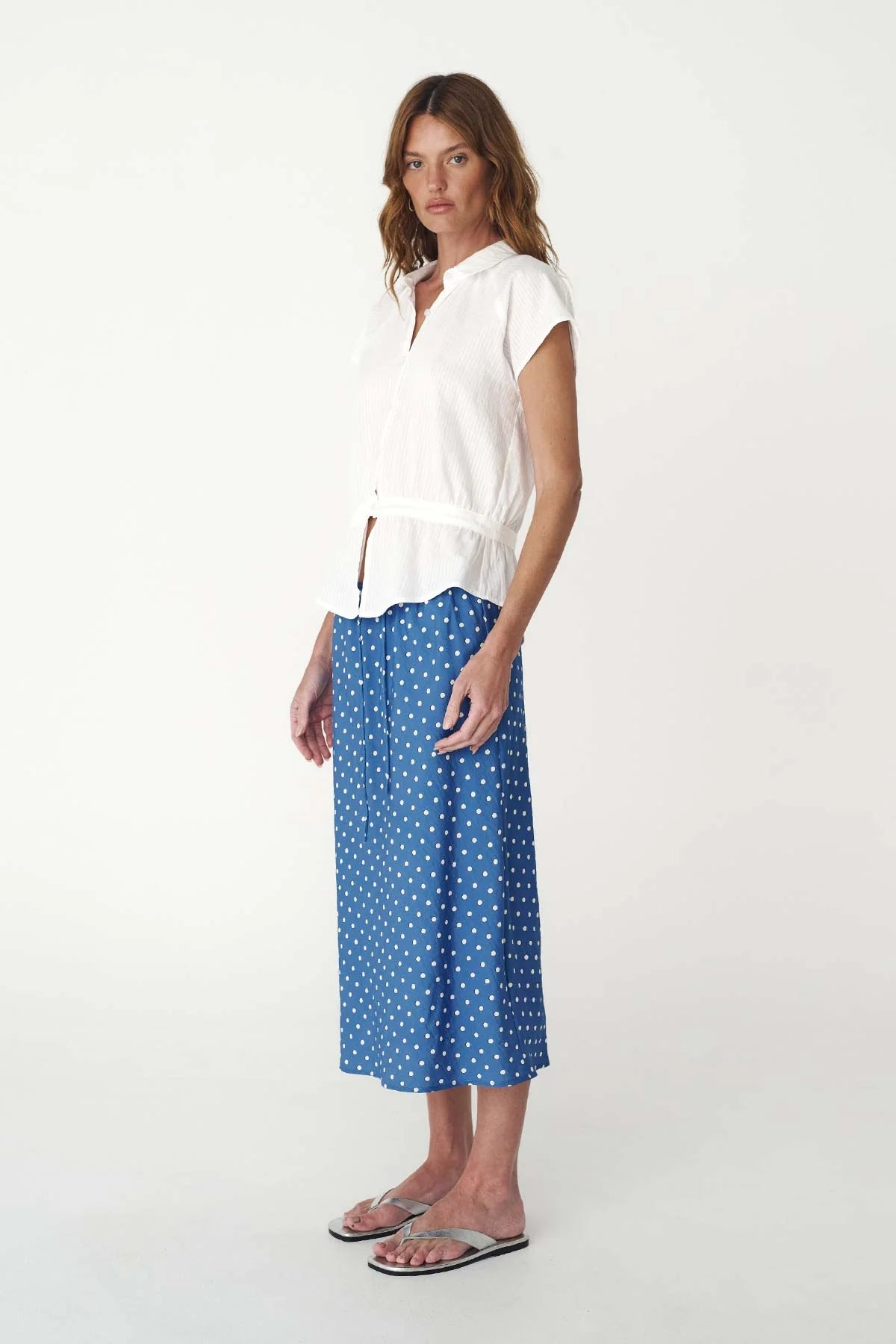 Frannie Silk Midi Skirt- Cornflower Blue
