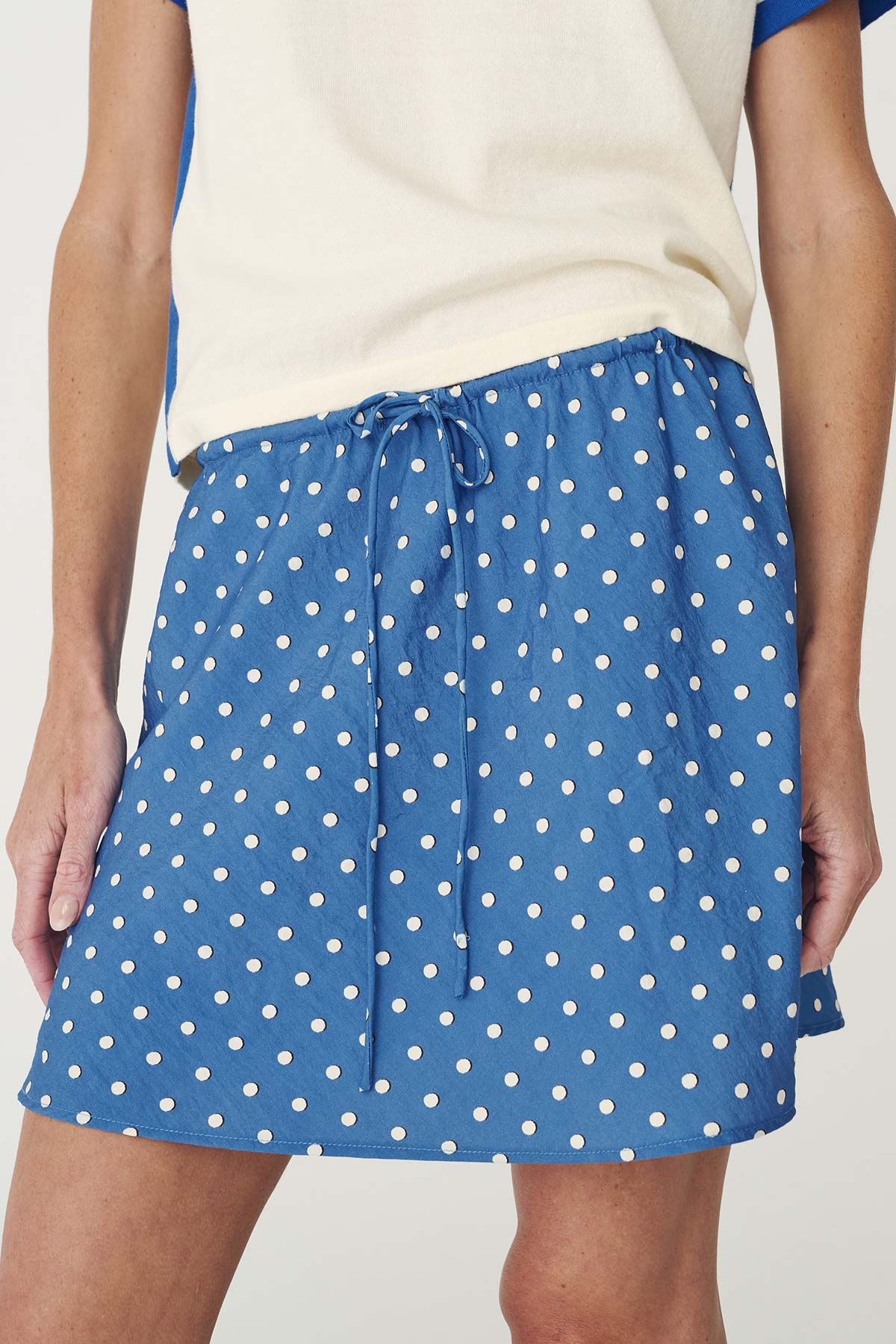 Frannie Silk Mini Skirt- Cornflower Spot