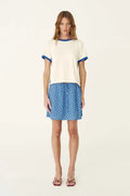Frannie Silk Mini Skirt- Cornflower Spot