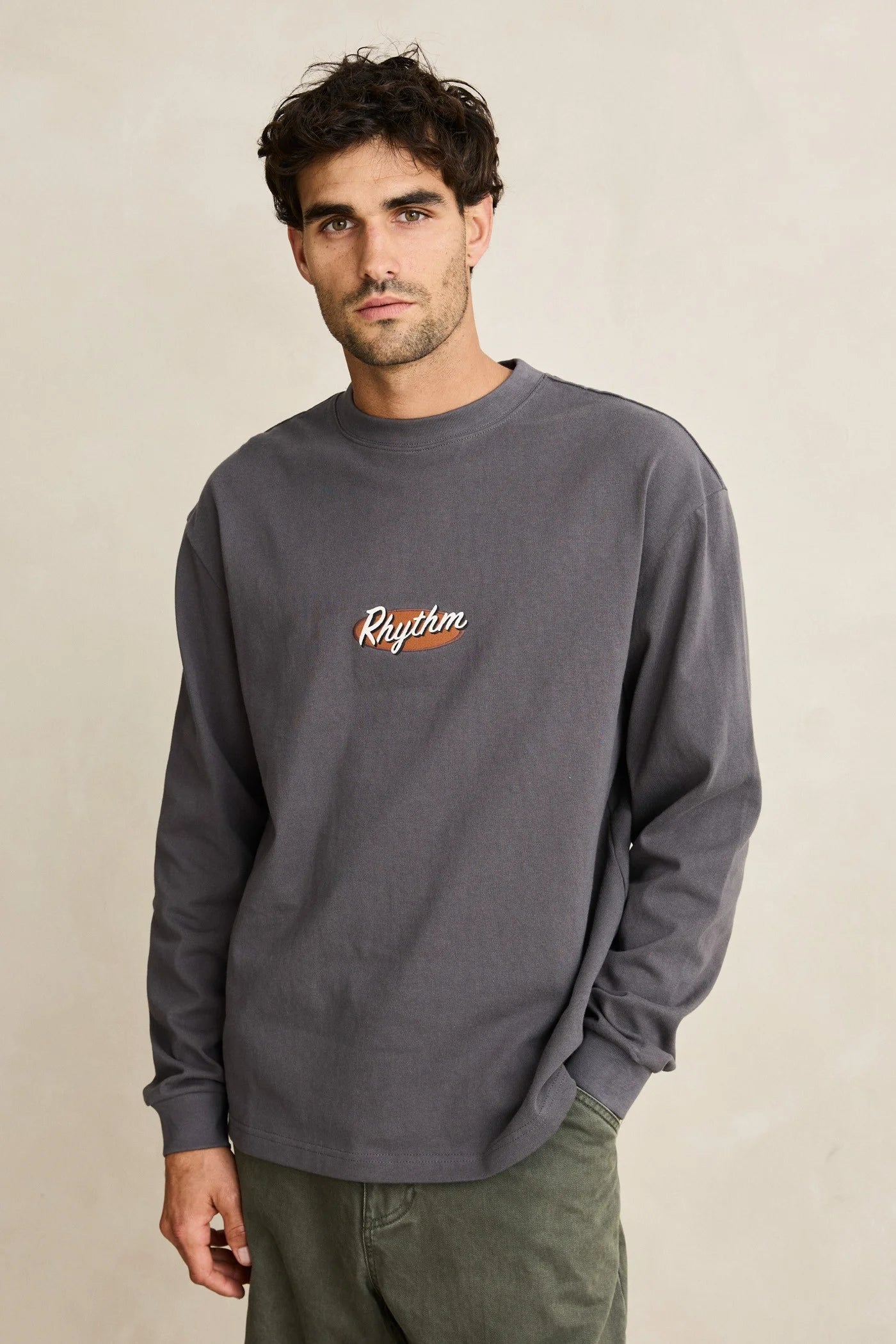 Hallmark Heavy Vintage Embroidered LS Shirt - Coal