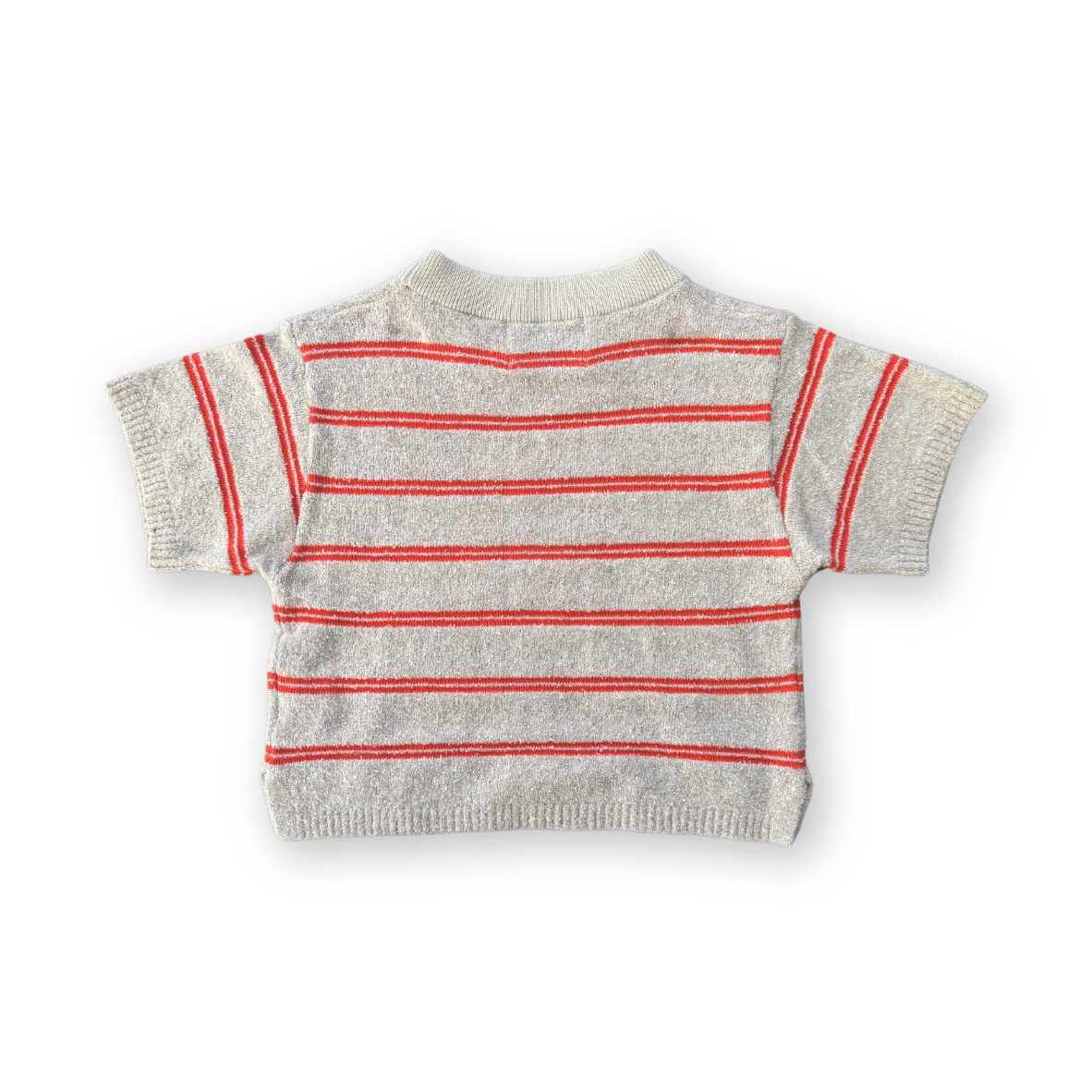 Knitted Terry Striped Tee- Dune/Rosso