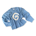Ladies Organic Swirl Intarsia Knit Pull Over - Duck Egg