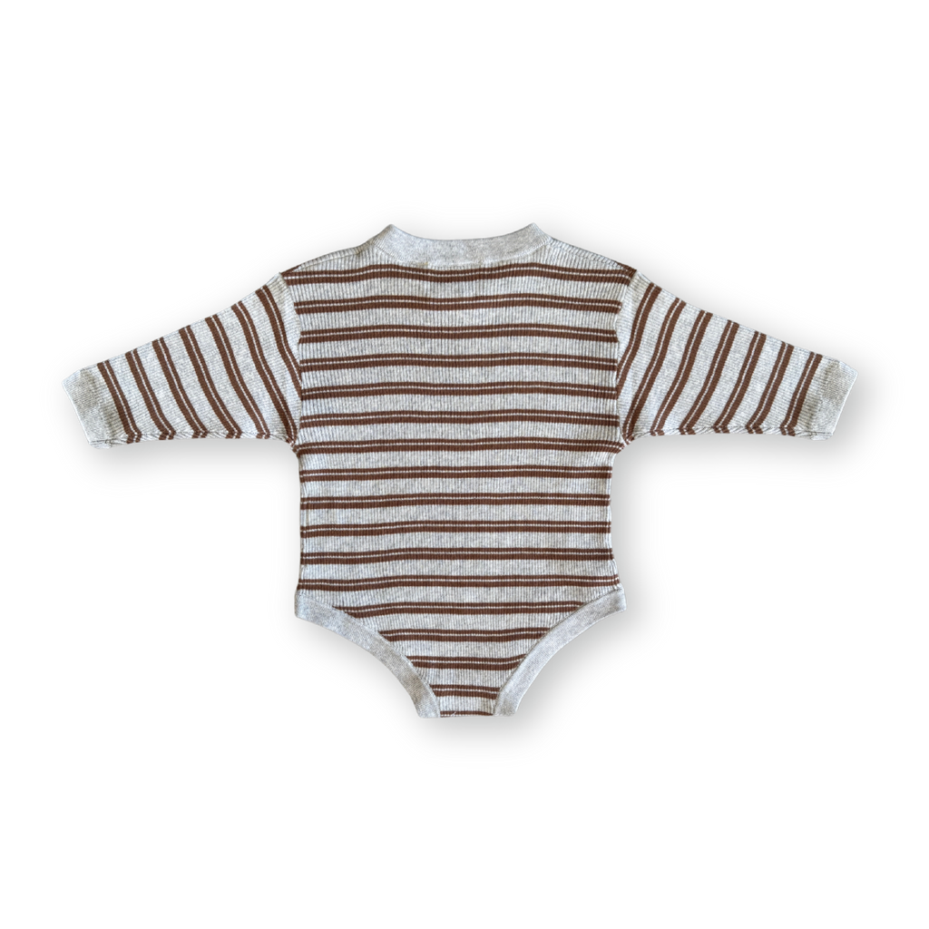 Organic Ribbed Stripe Knit Romper - Green