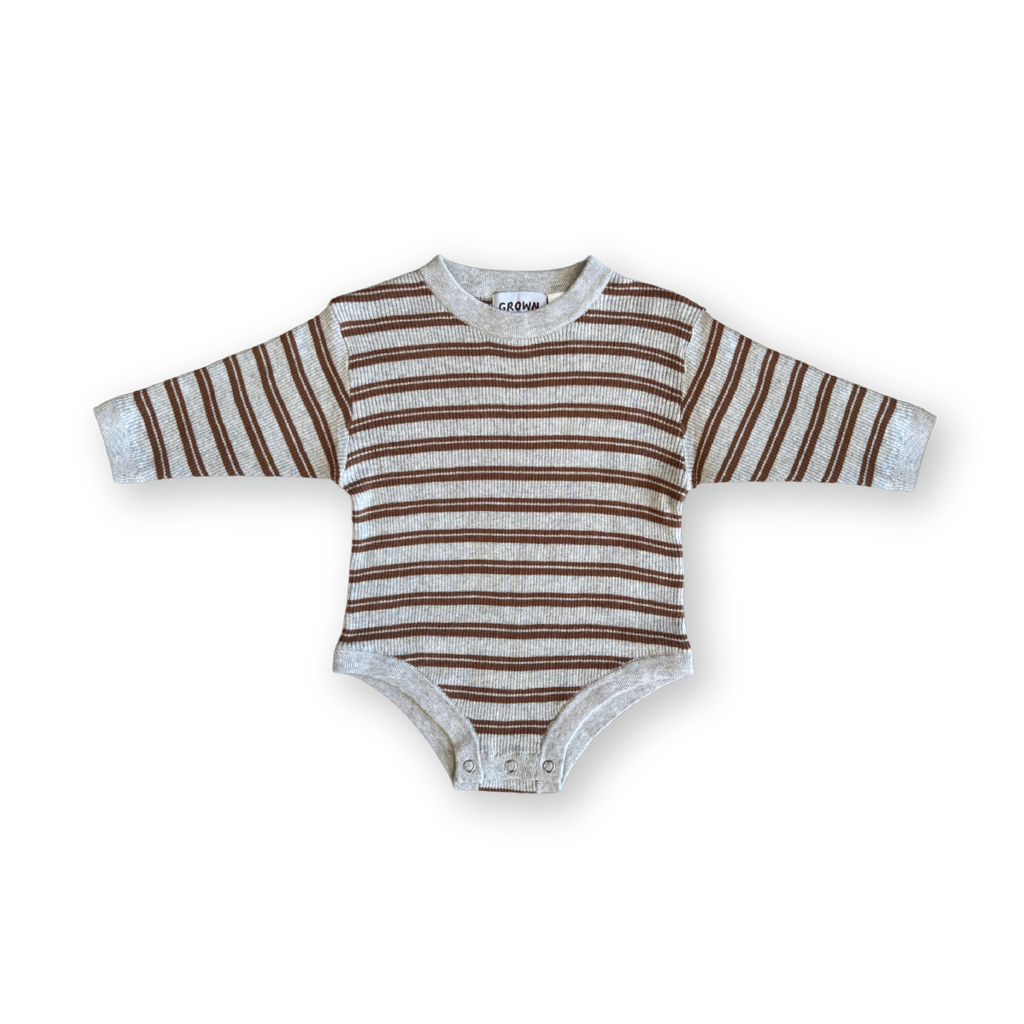 Organic Ribbed Stripe Knit Romper - Green