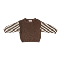 Organic Stripe Sleeve Knit Pull Over - Espresso