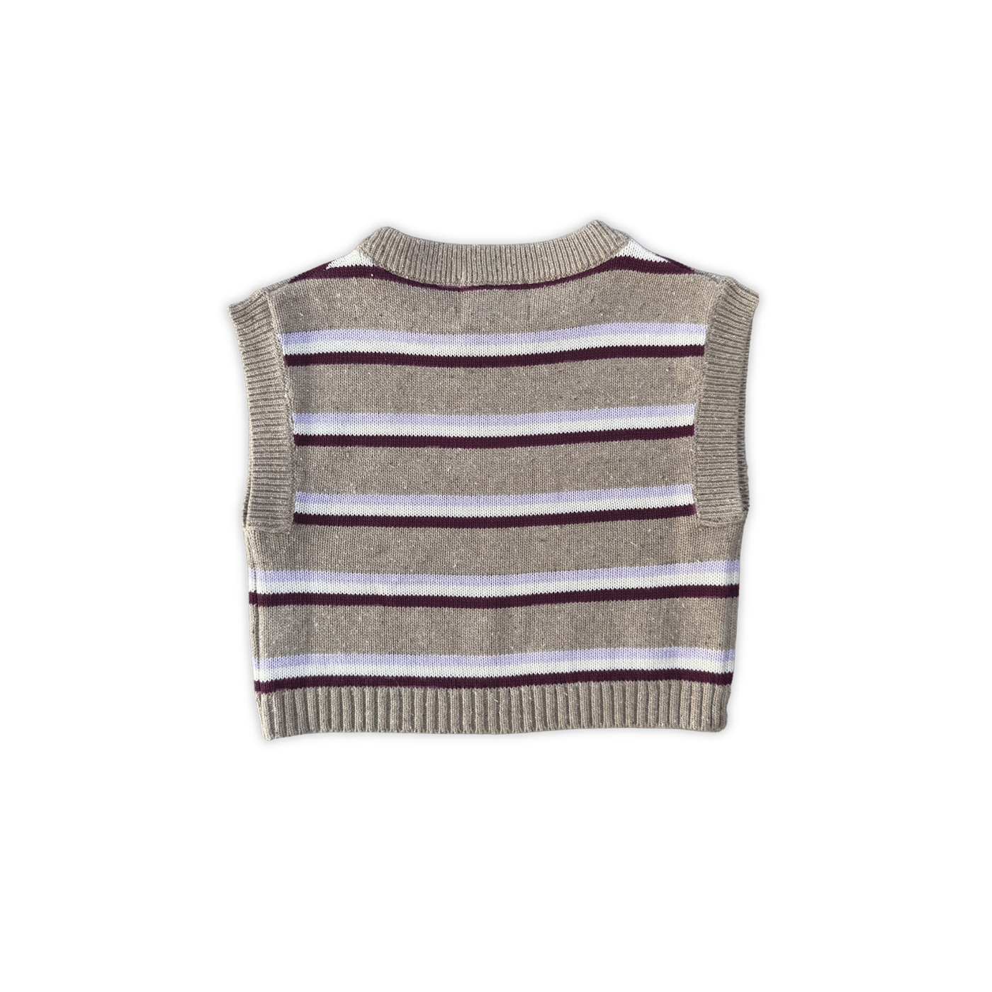Organic Stripe Apple Knit Vest - Oatmilk