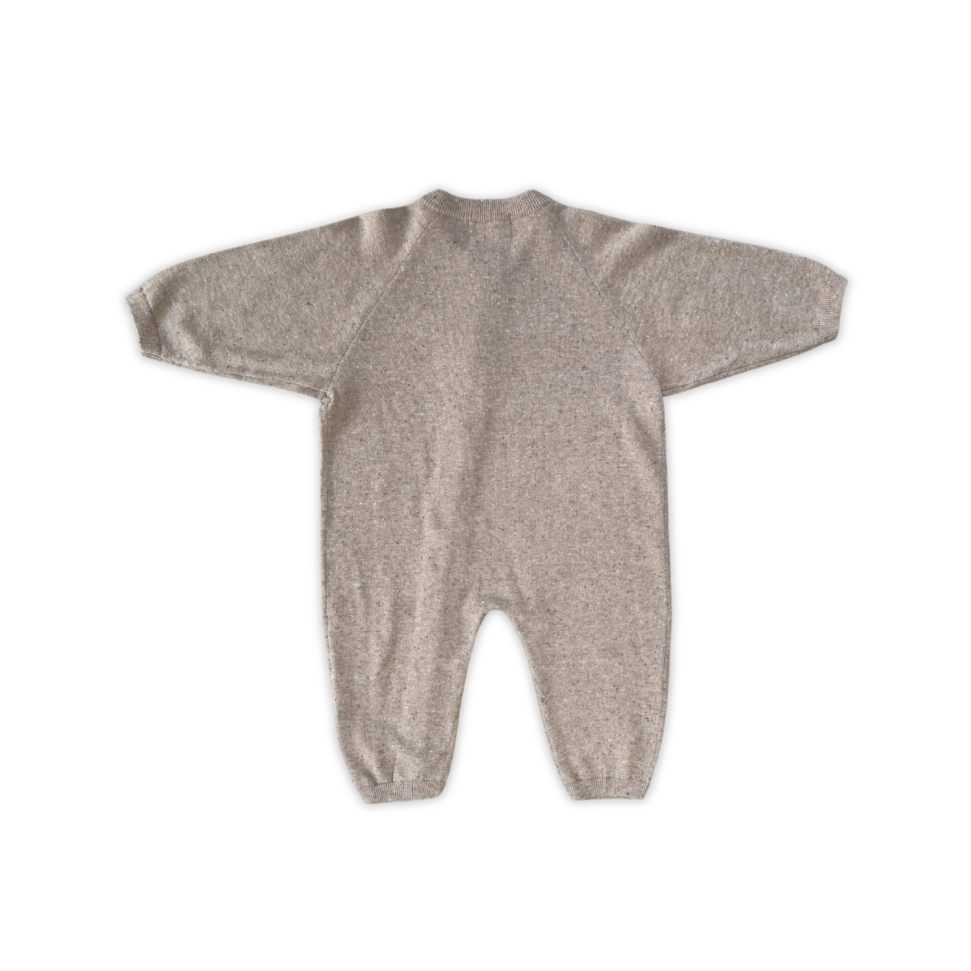 Organic Speckle Knit Zipper Starsuit - Oatmilk