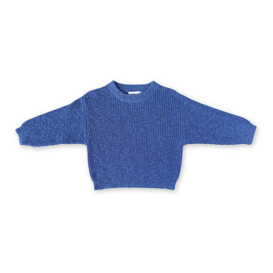 Textured Organic Knit Pull Over - Cobalt