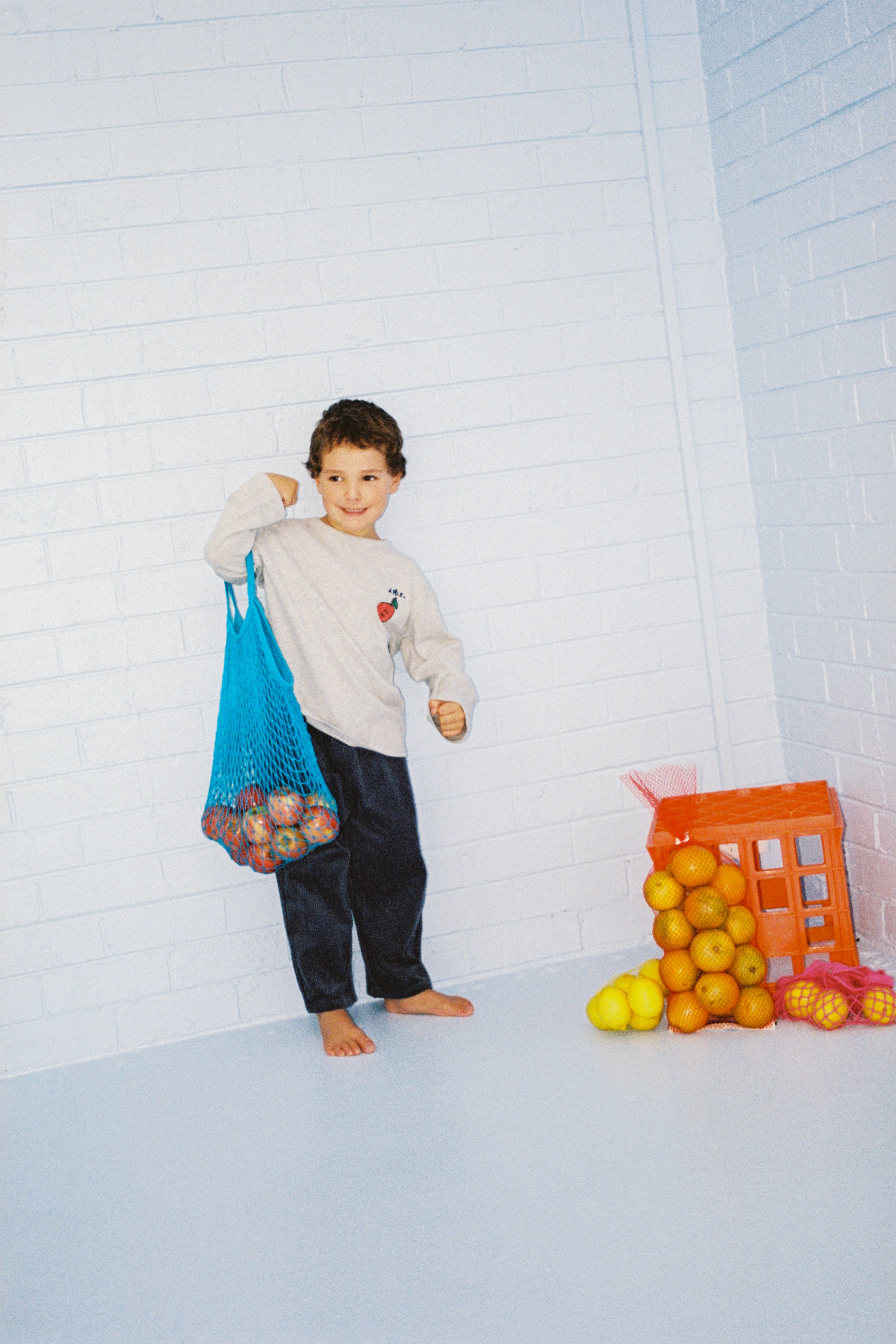 Organic Fruit Salad LS Tee - Grey Marle