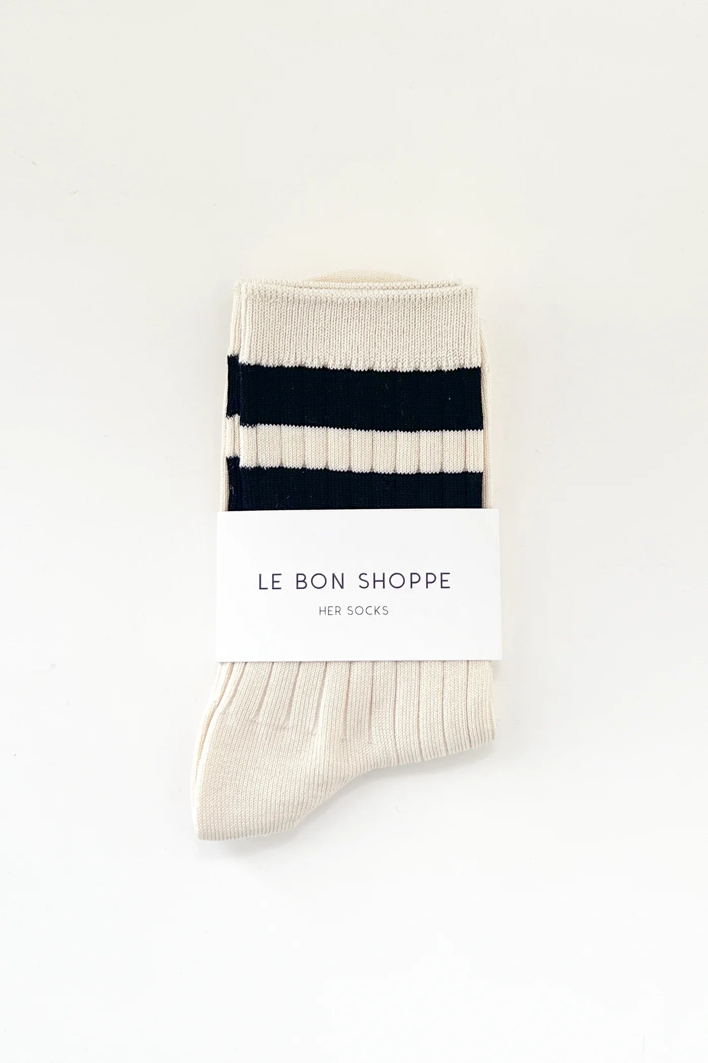Her Varsity Socks- Cream Black
