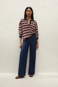 Harlow Oversized Polo Cila Stripe Navy