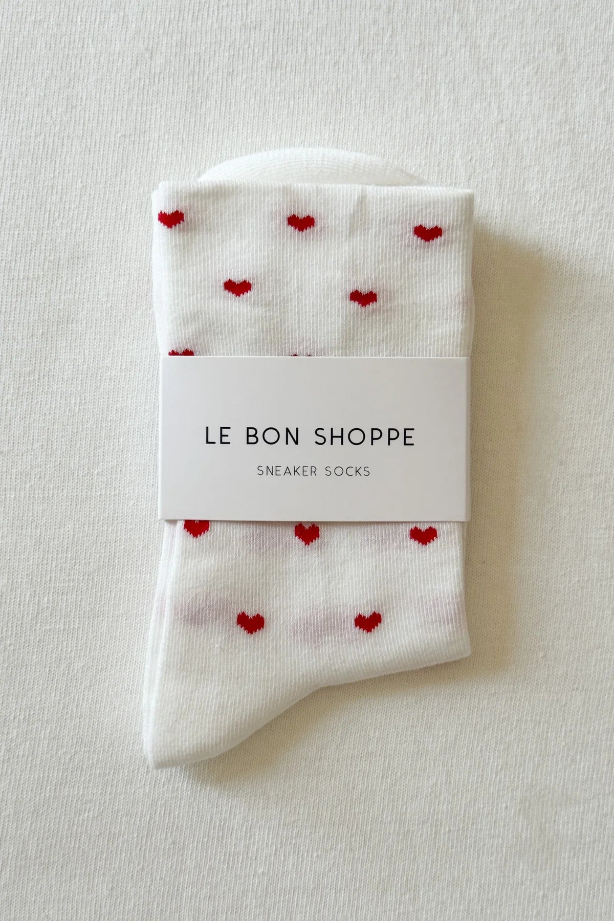 Heart Sneaker Socks - White / Red