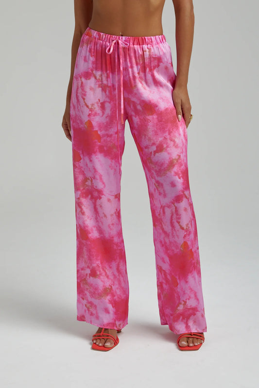 Relaxed Drawstring Pants- Hibiscus