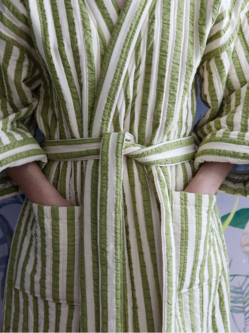 Seersucker Stripe Quilted Robe
