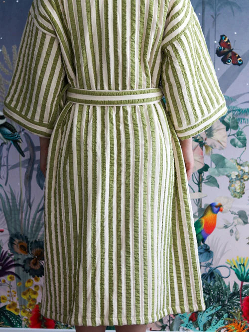 Seersucker Stripe Quilted Robe