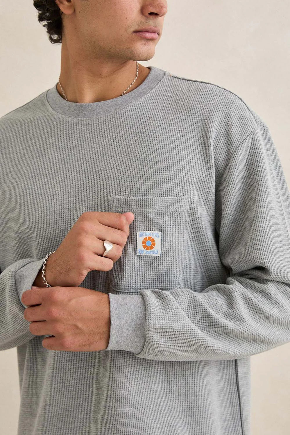 Vintage Pocket LS Waffle - Grey