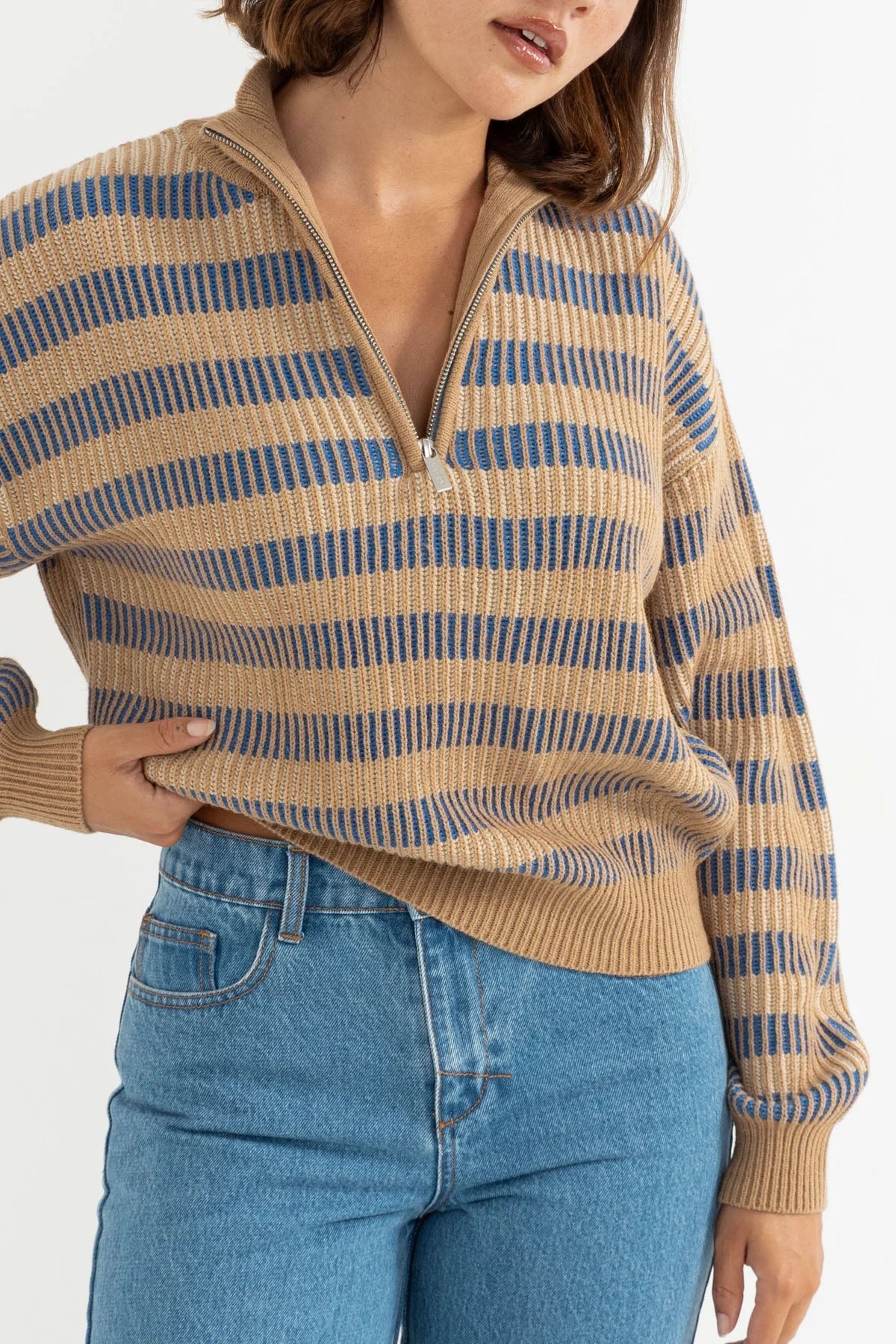 Estelle Quarter Zip Striped Knit