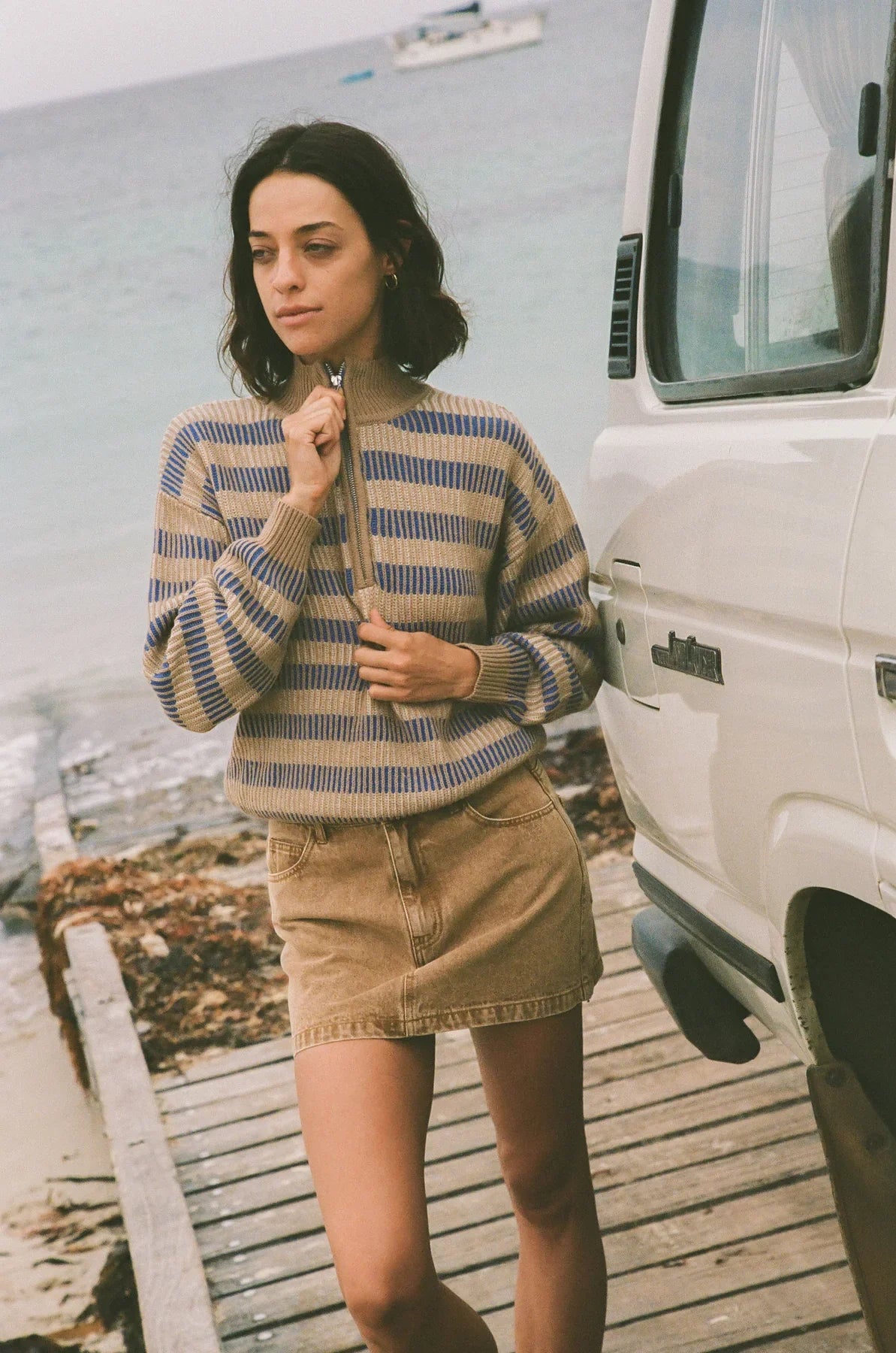 Estelle Quarter Zip Striped Knit