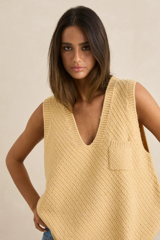 Archer Knit Vest - Sand