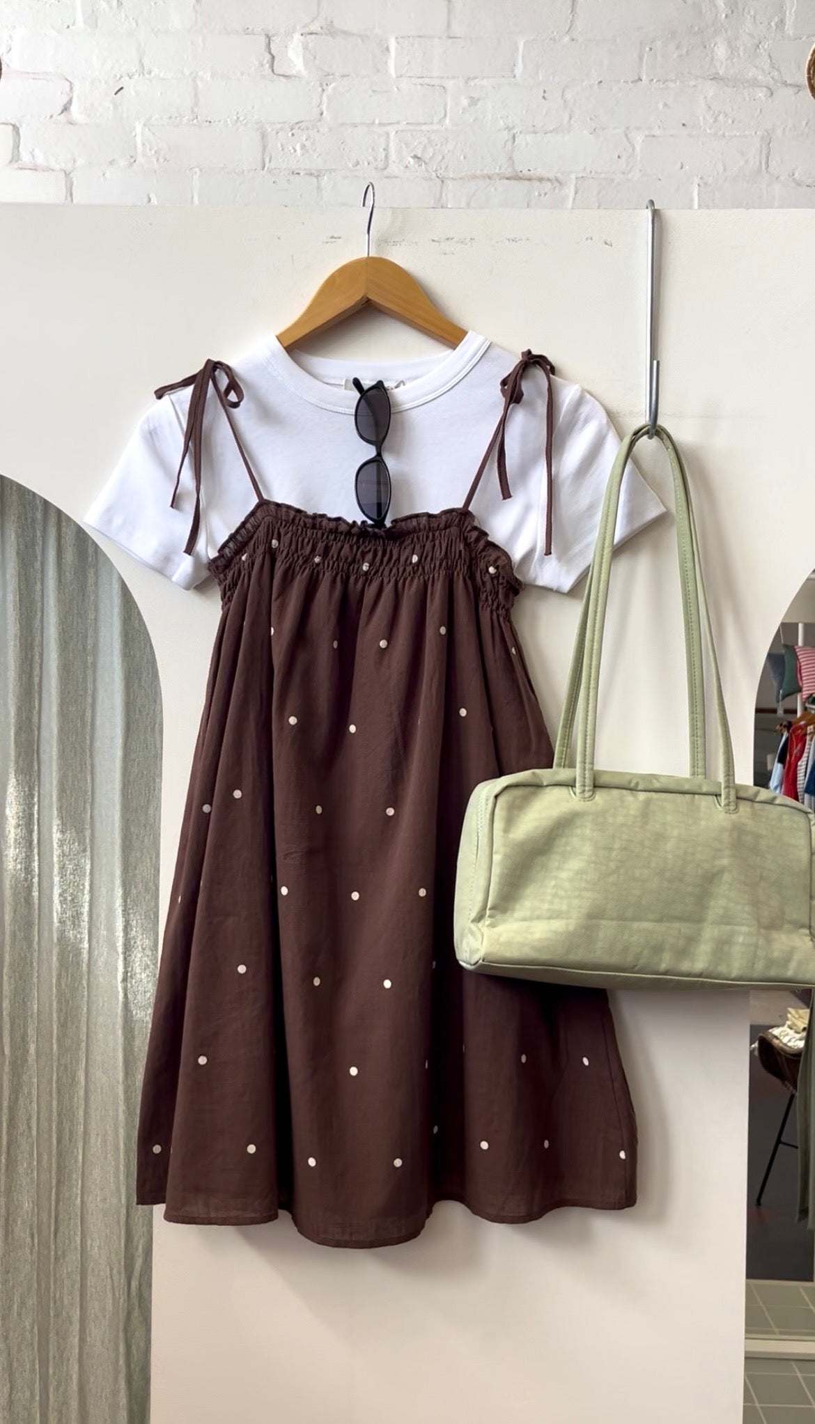 paper heart brown polka dot dress Paper Heart nwt mocha white polka dot slip maxi dress Size M