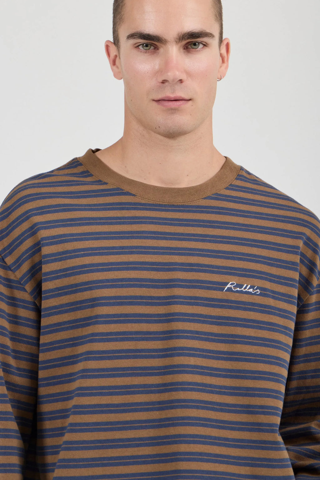 Stripe LS Tee Navy/Tan