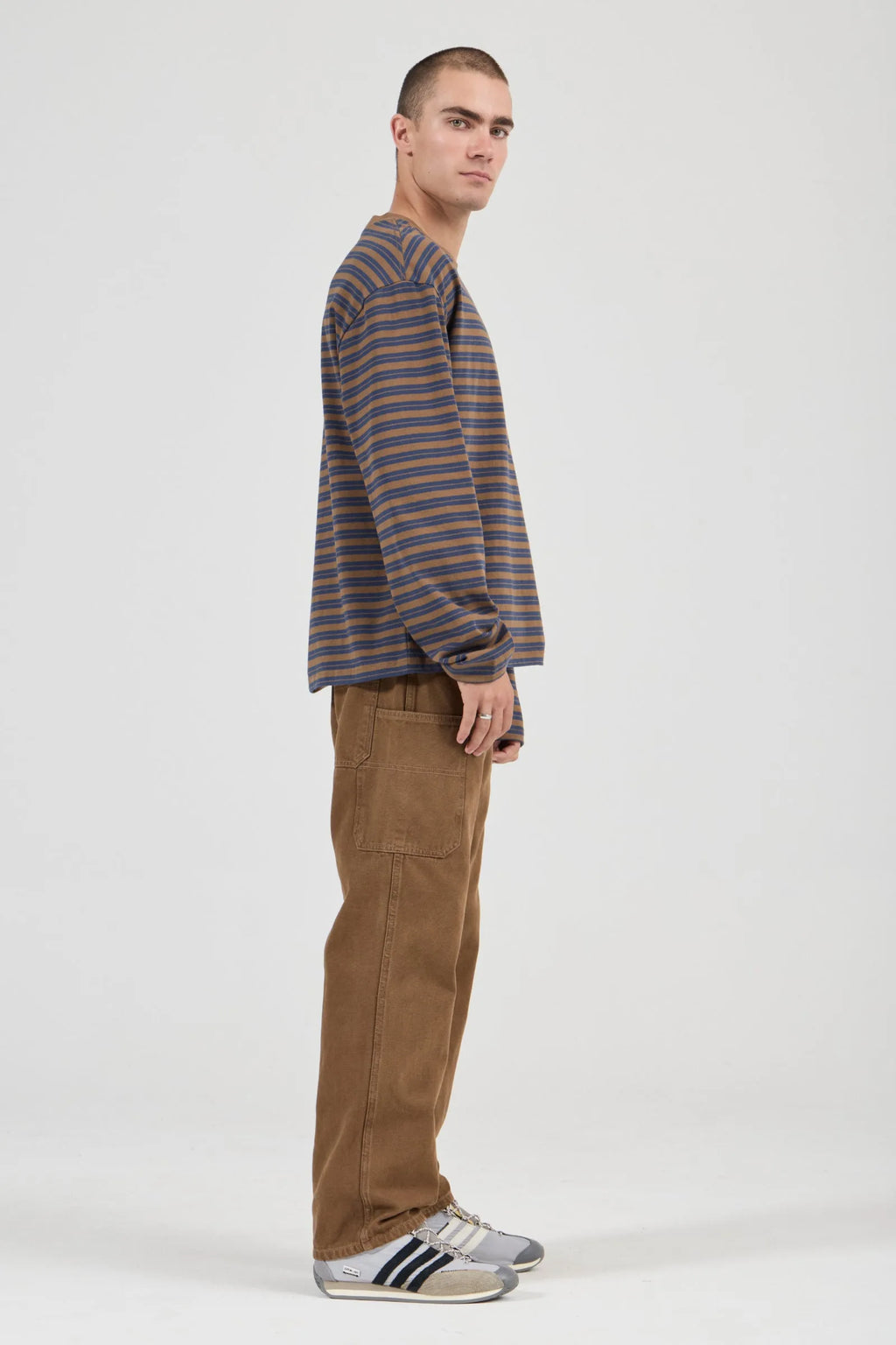 Stripe LS Tee Navy/Tan