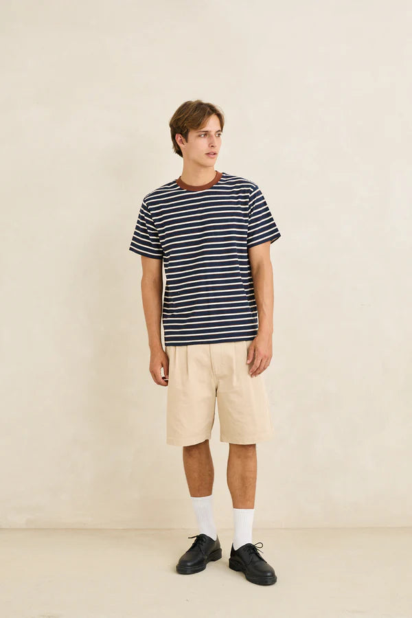 Vintage Stripe SS T-Shirt- Navy