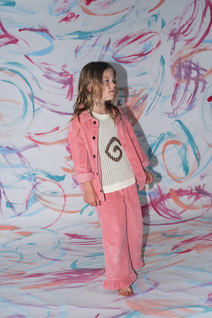 Organic Cord Frill Pant - Sorbet