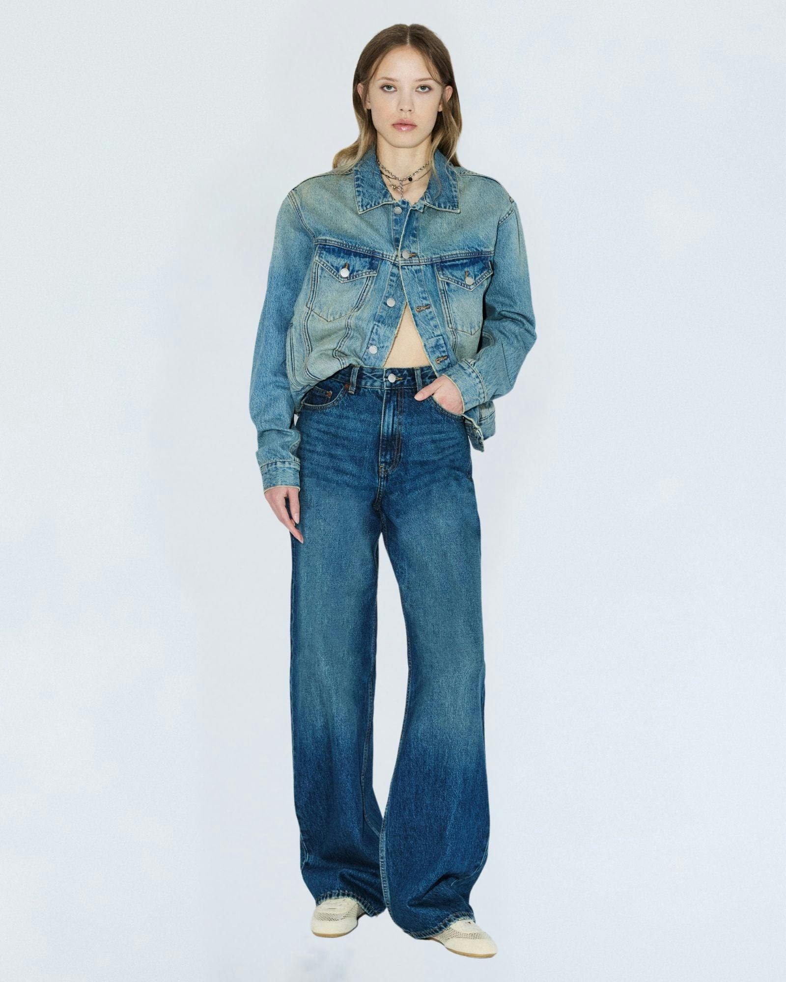 Donna Baggy Jeans - Stream Dark Fade Vintage