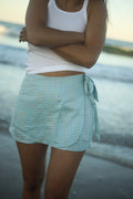 Charlie Wrap Skirt Blue Beige Gingham