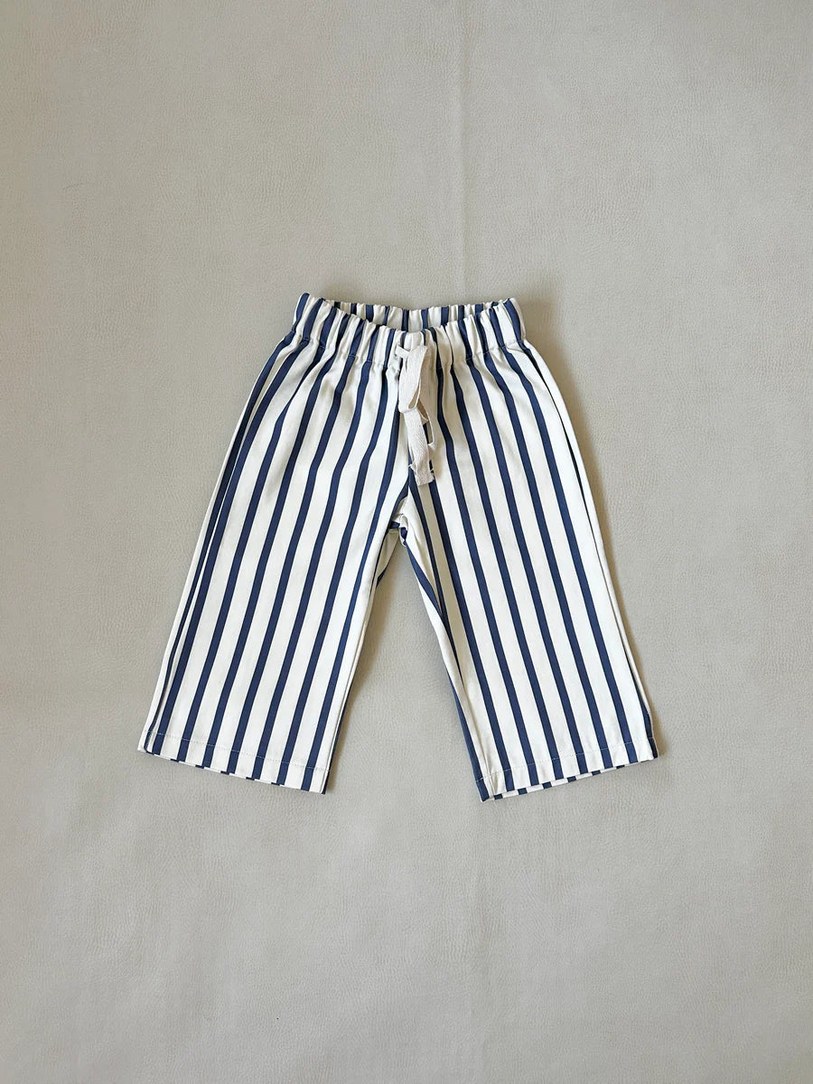 Billie Stripe Cotton Pants - Cream/Blue Stripe