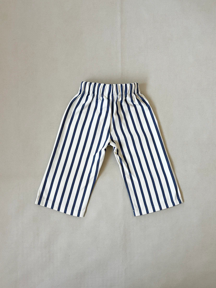 Billie Stripe Cotton Pants - Cream/Blue Stripe