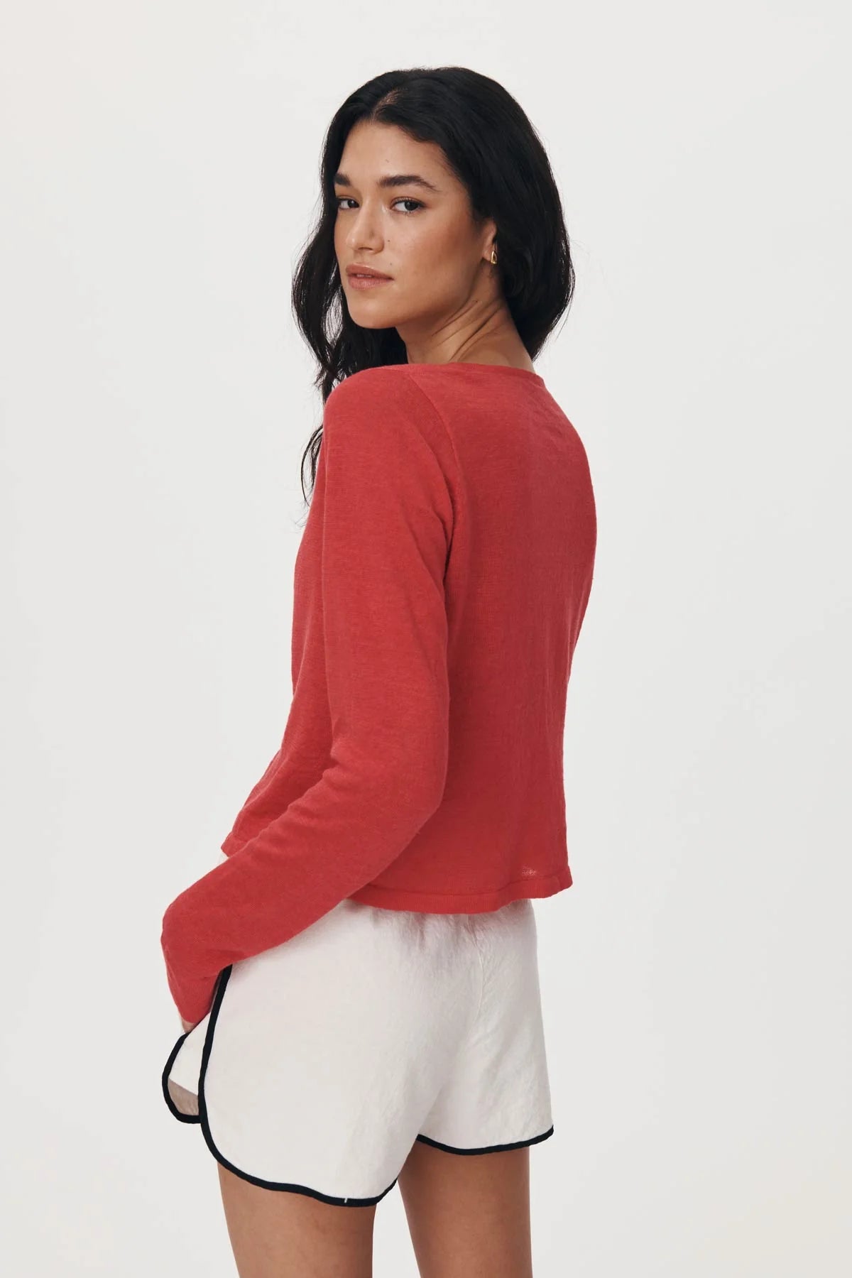 Marcia Bow Cardigan Top - Red