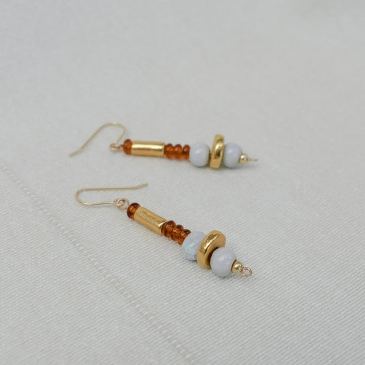 Aqua & Chestnut Drop Earrings