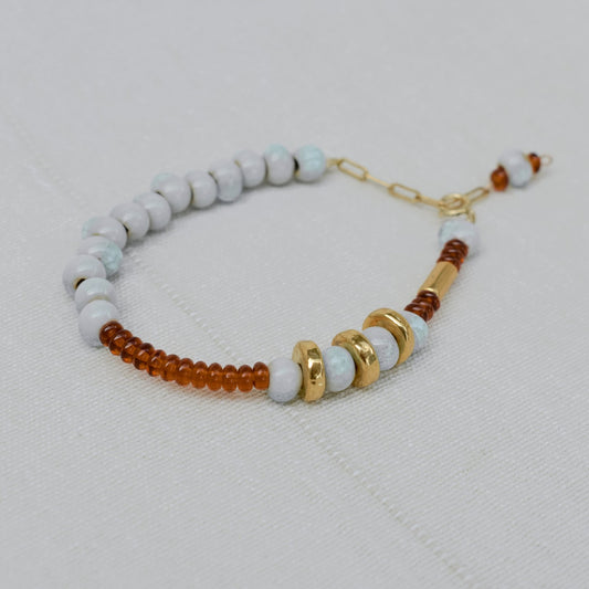 Aqua & Chestnut Drop Bracelet