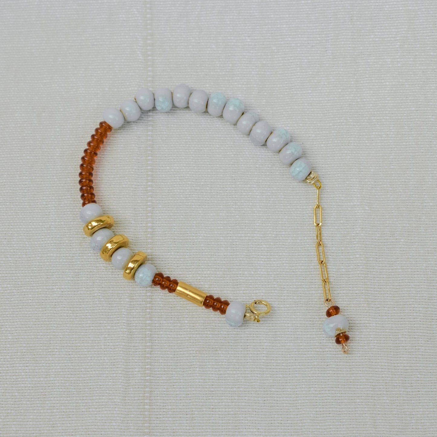 Aqua & Chestnut Drop Bracelet