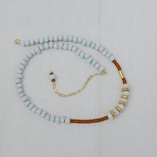 Aqua & Chestnut Drop Necklace