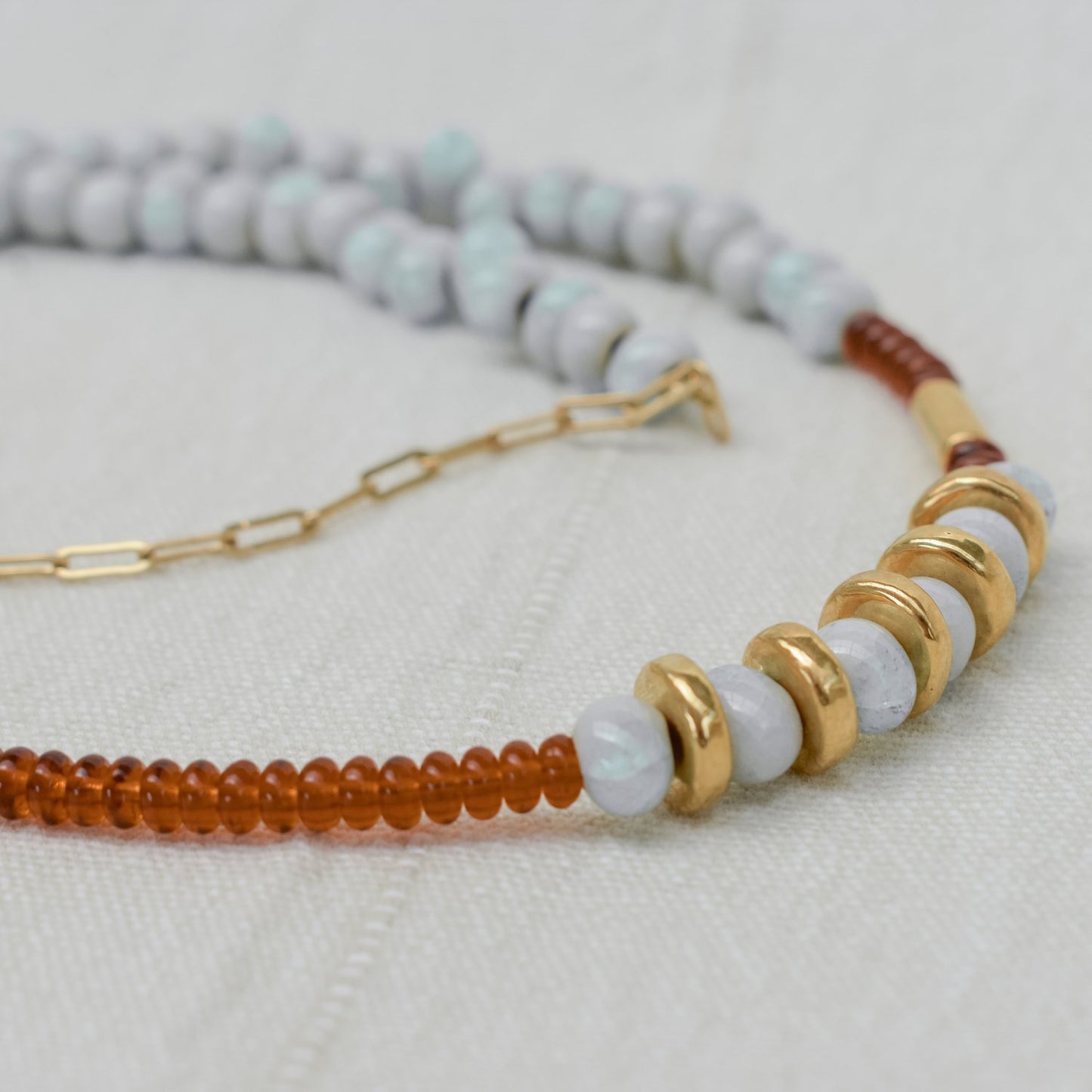 Aqua & Chestnut Drop Necklace