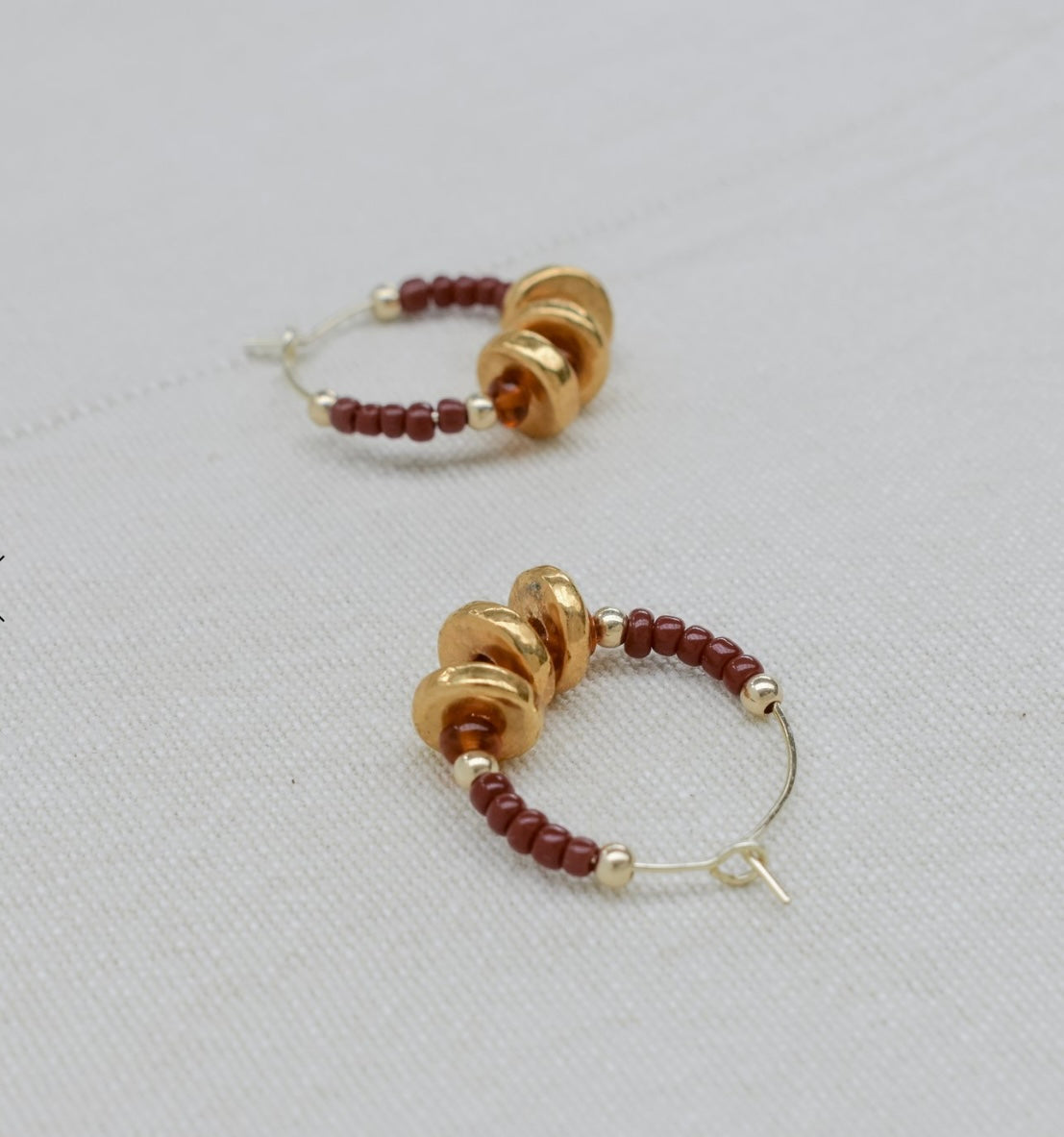 Chocolate & Gold Hoops