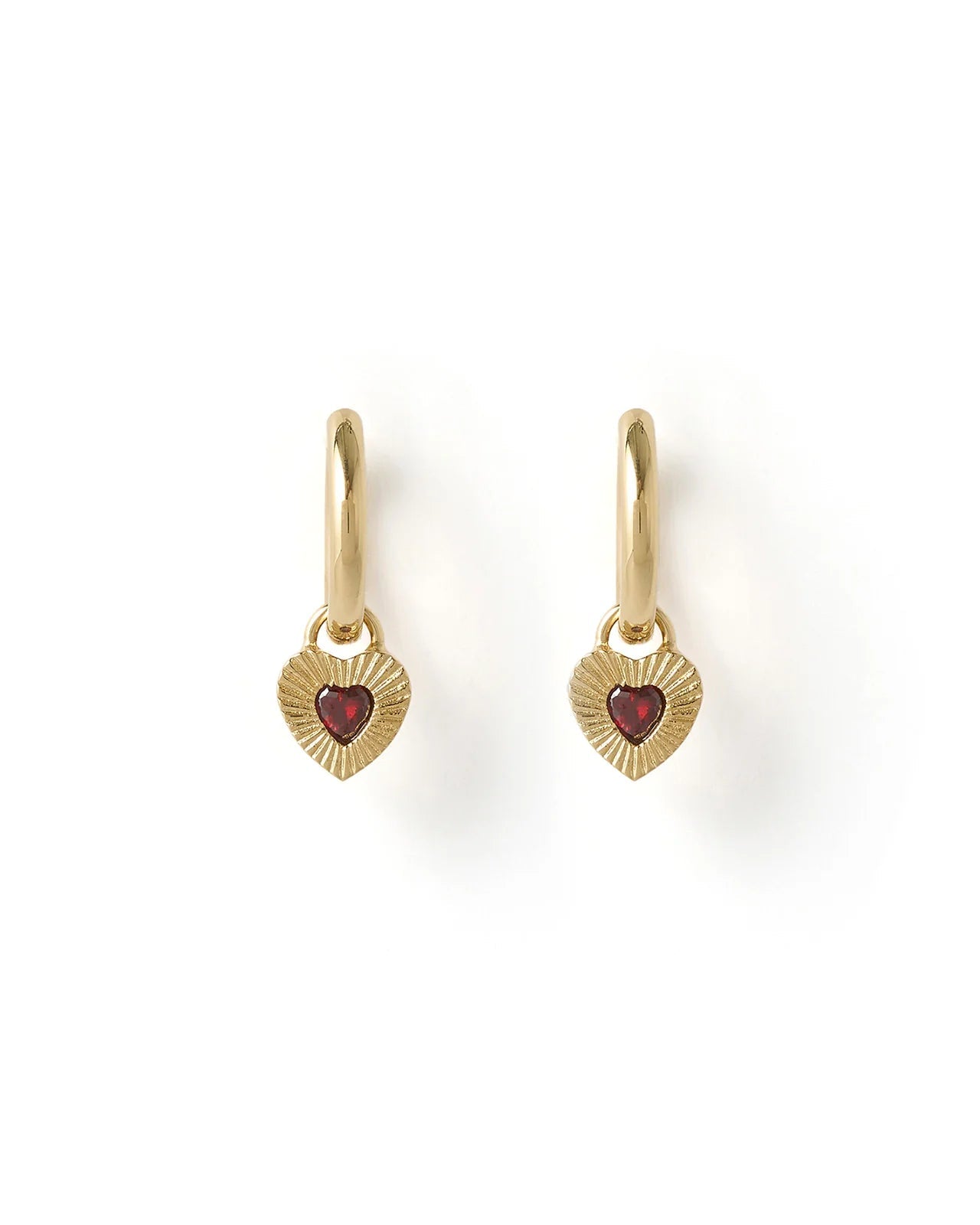 Ruby Heart Earrings - Red