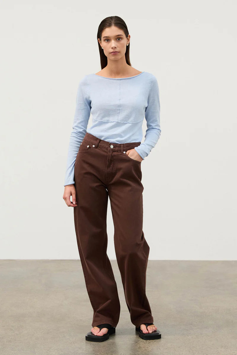 Powder Blue Panelled Long Sleeve Top