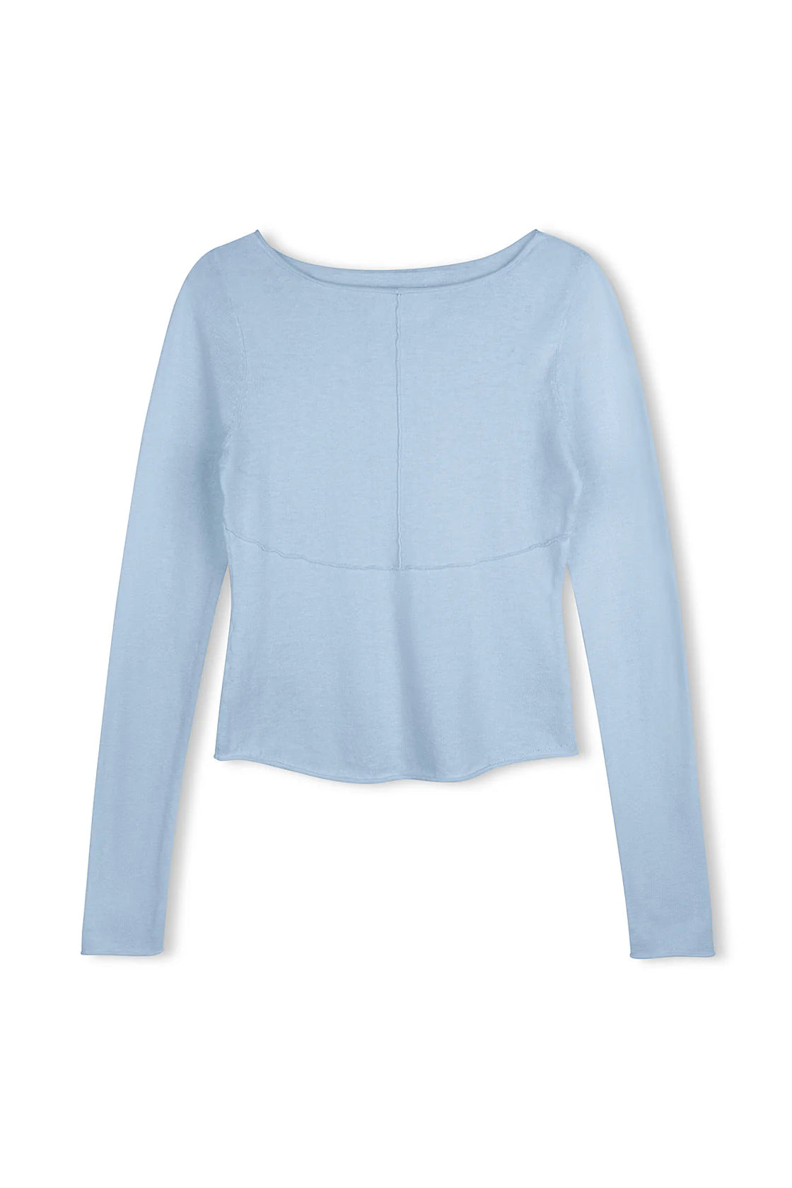 Powder Blue Panelled Long Sleeve Top