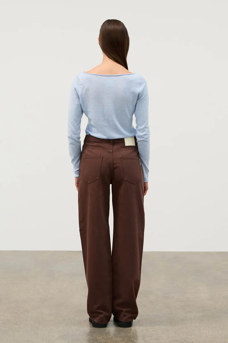 Powder Blue Panelled Long Sleeve Top