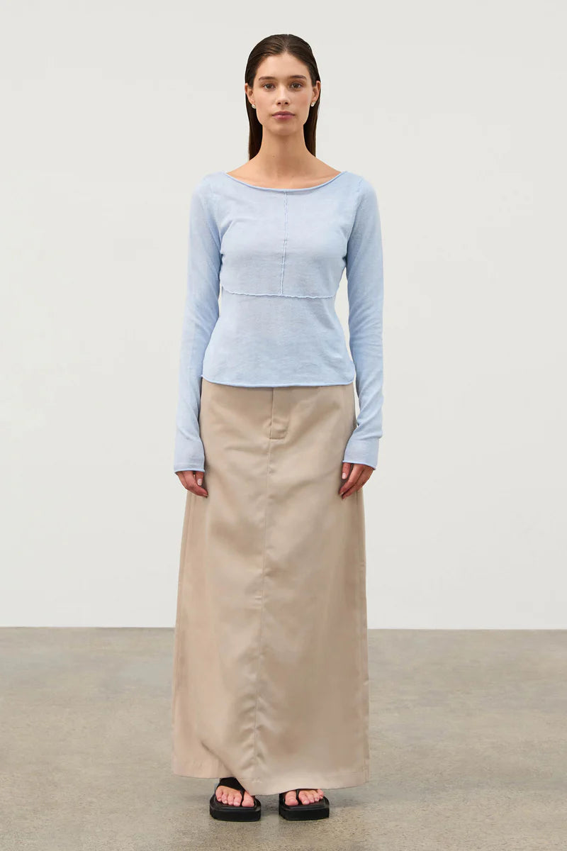 Powder Blue Panelled Long Sleeve Top