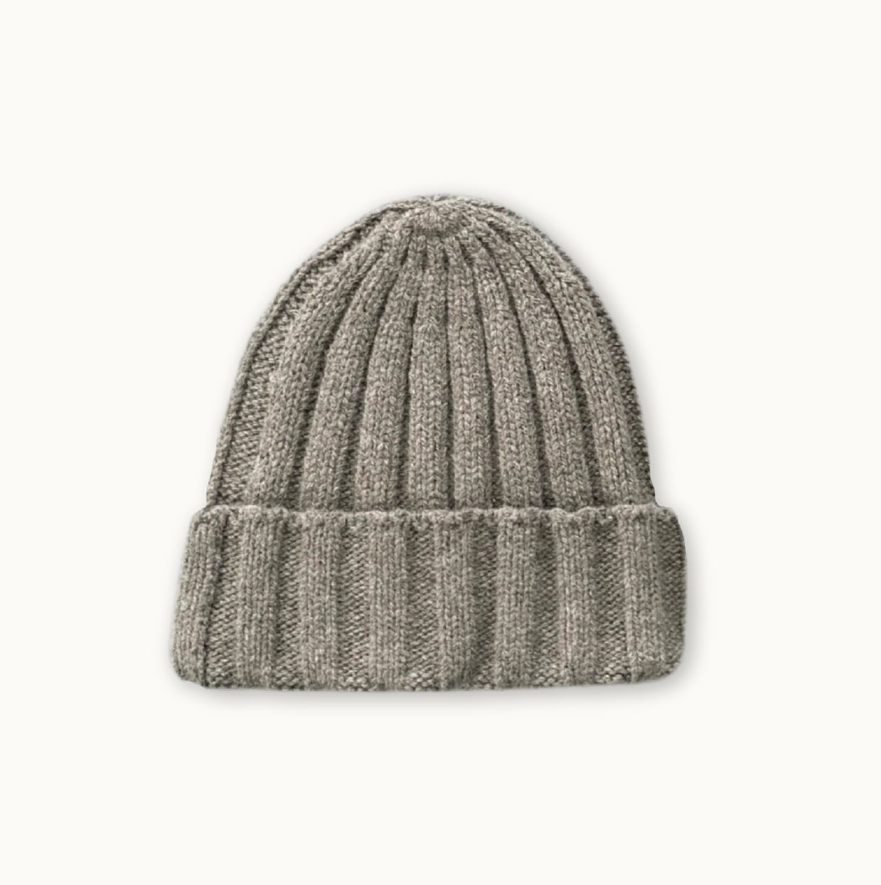Merino Blend Ribbed Beanie - Grey