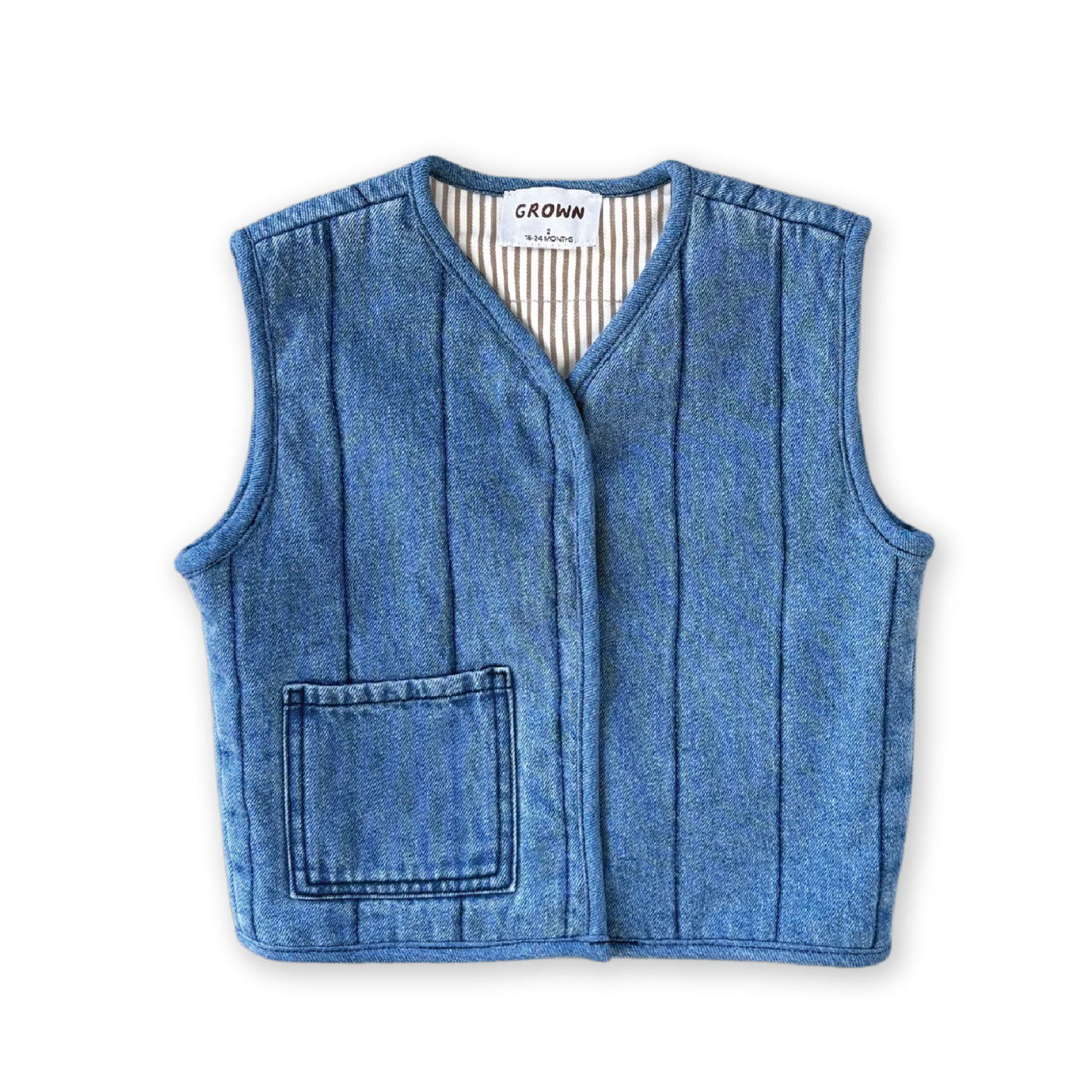 Quilted Reversable Vest - Denim