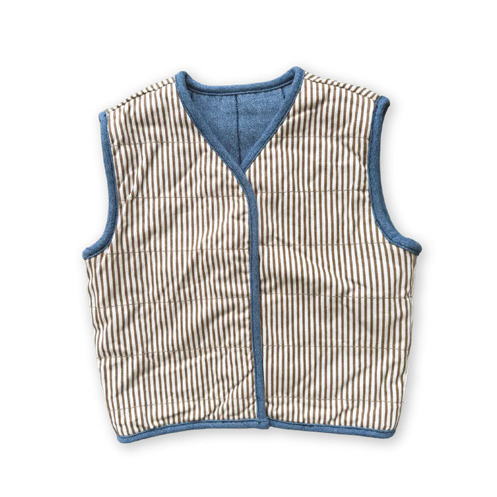 Quilted Reversable Vest - Denim