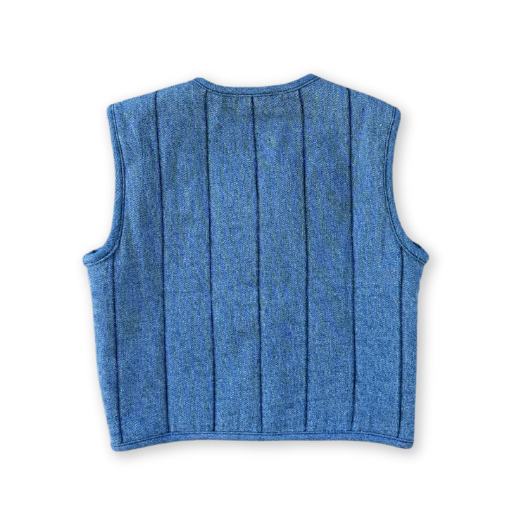 Quilted Reversable Vest - Denim