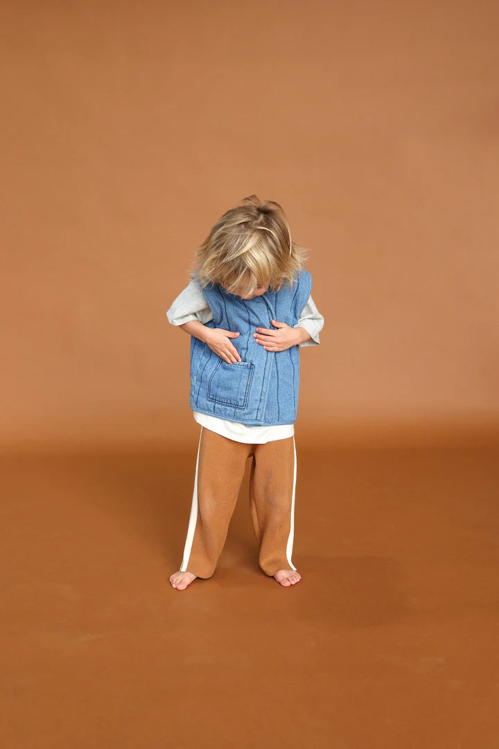 Quilted Reversable Vest - Denim